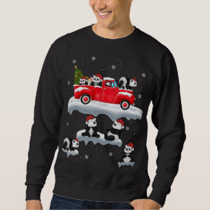 Panda Driving Christmas Tree Red Truck Panda Chris Sweatshirt