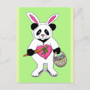 Panda Easter Bunny Drawing Postcard