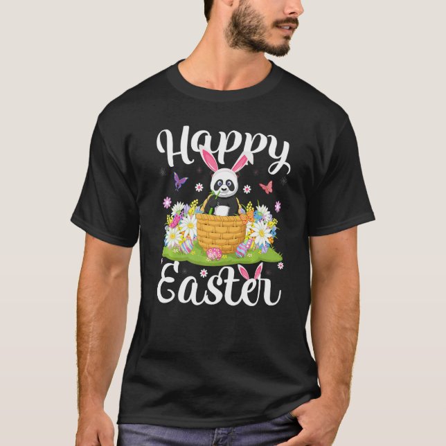 Panda Easter Egg Hunting Floral Panda Easter Sunda T-Shirt (Front)