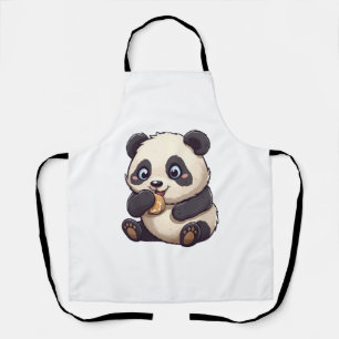 Panda eating a cookie apron