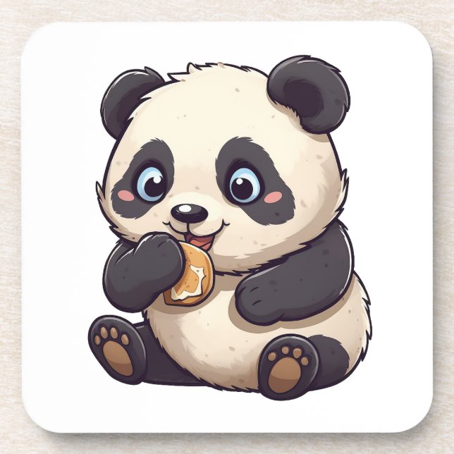 Panda eating a cookie coaster (Front)