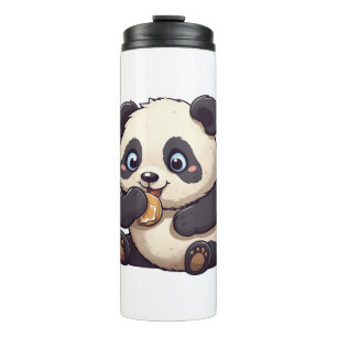 Panda eating a cookie thermal tumbler