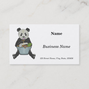 Panda eating a noodle bowl business card