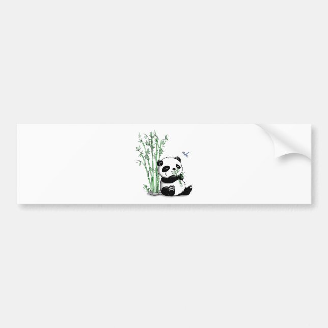 Panda Eating Bamboo Bumper Sticker (Front)