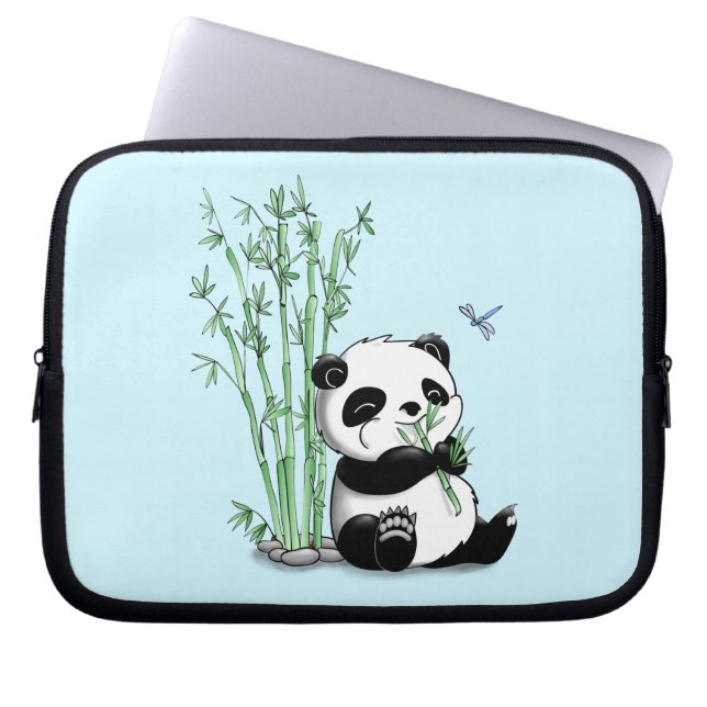 Panda Eating Bamboo Laptop Sleeve (Front)