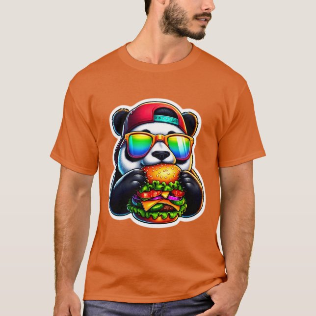 PANDA EATING CHEESEBURGER 5 T-Shirt (Front)
