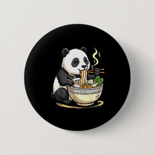 Panda Eating Funny Ramen Noodles 6 Cm Round Badge