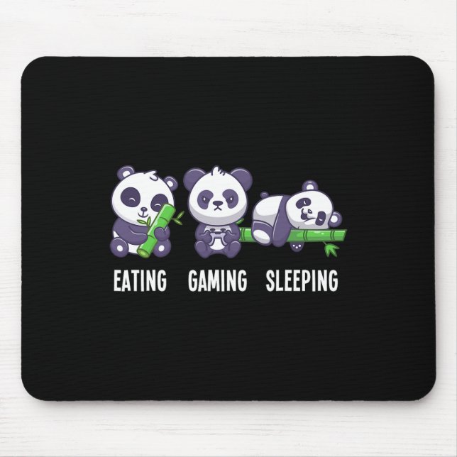 Panda Eating Gaming Sleeping For Multiplayer Game  Mouse Pad (Front)