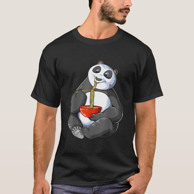 Panda Eating Ra Noodles Kawaii Japanese Panda T-Shirt (Front)