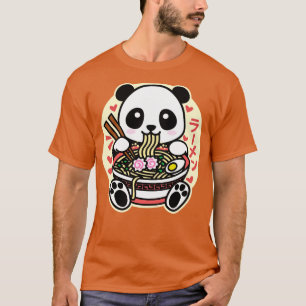 Panda Eating Ramen Cute Kawaii Design T-Shirt