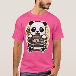 Panda Eating Ramen Cute Kawaii Noodles T-Shirt