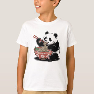 Panda Eating Ramen Japanese Retro Ukiyo-e Style T-Shirt