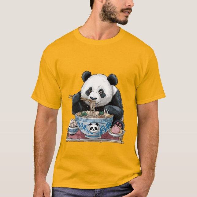panda eating ramen noodles T-Shirt (Front)