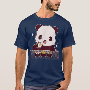Panda Eating Sushi Cute Panda Bear Lovers  T-Shirt