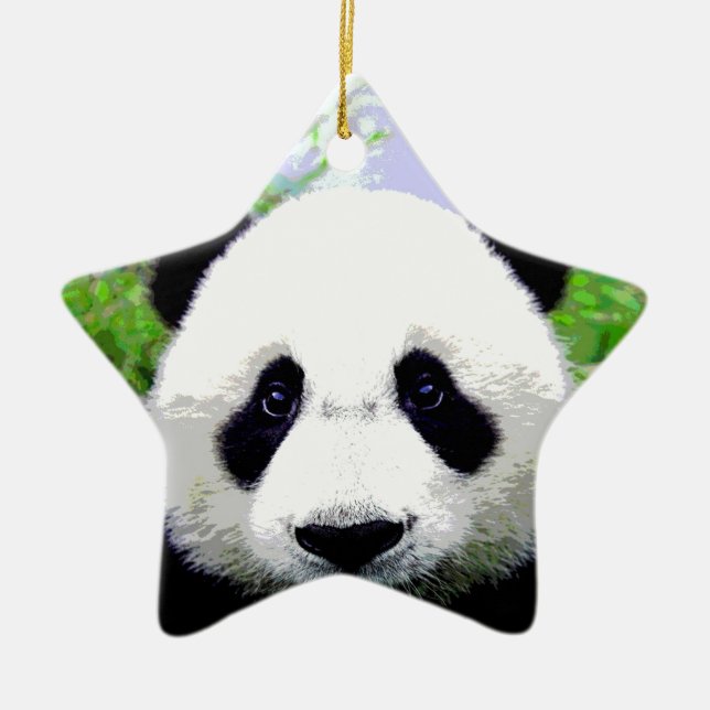 Panda Eyes Ceramic Tree Decoration (Front)