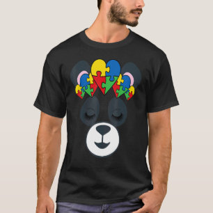 Panda Face Autism Awareness Cute Puzzle Piece T-Shirt