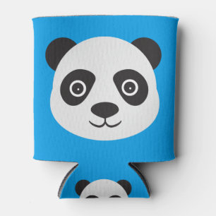 Panda Face Black and White Bear Can Cooler