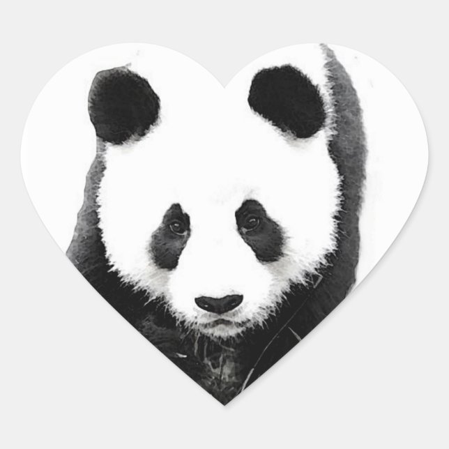 Panda Face Heart Sticker (Front)