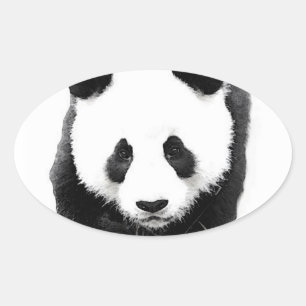 Panda Face Oval Sticker