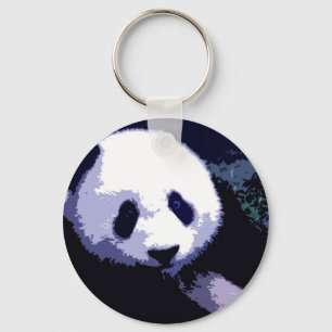 Panda Face Pop Art Key Ring