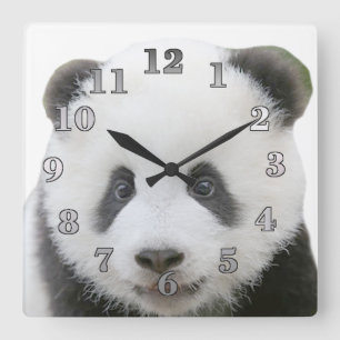 Panda Face Square Wall Clock