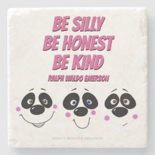 Panda Faces w/ Emerson quote, stone coaster