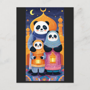 Panda family celebrating Eid Milad Un nabi Postcard