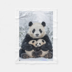 Panda Family in Snow Blanket