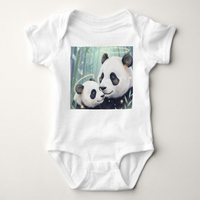 Panda Family Jersey Baby Bodysuit (Front)