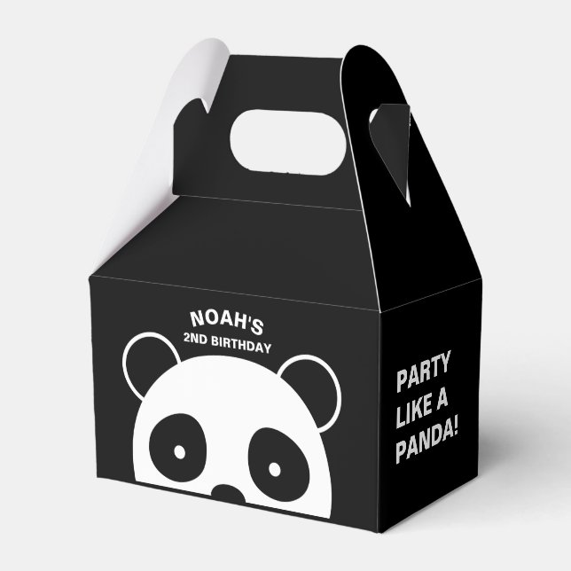 Panda favour boxes, Black and white party Box (Front Side)