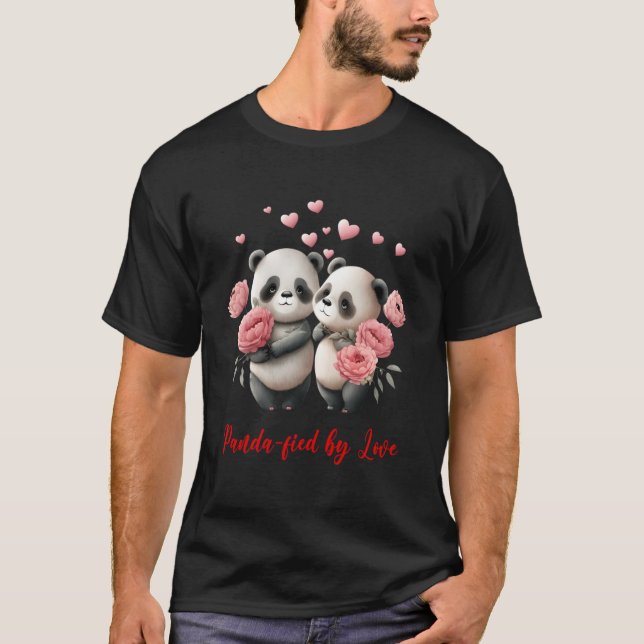 Panda-Fied By Love Red Love He Panda Bear Day T-Shirt (Front)