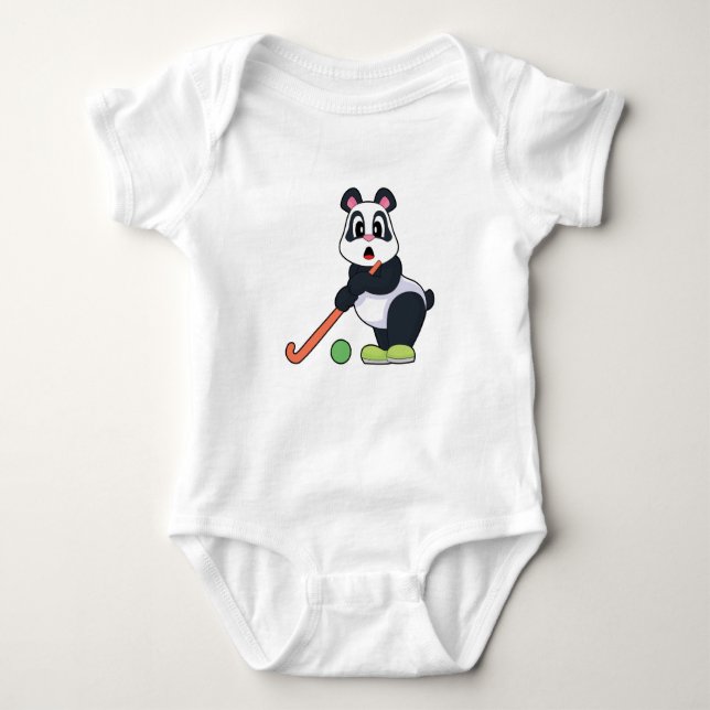Panda Field hockey Field hockey stick Baby Bodysuit (Front)