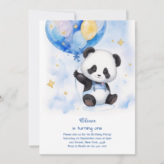 Panda First Birthday Invitation (Front)