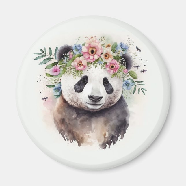 Panda Flowers Watercolor             Magnet (Front)