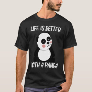 Panda For Men Women Black White Bear Cub   T-Shirt