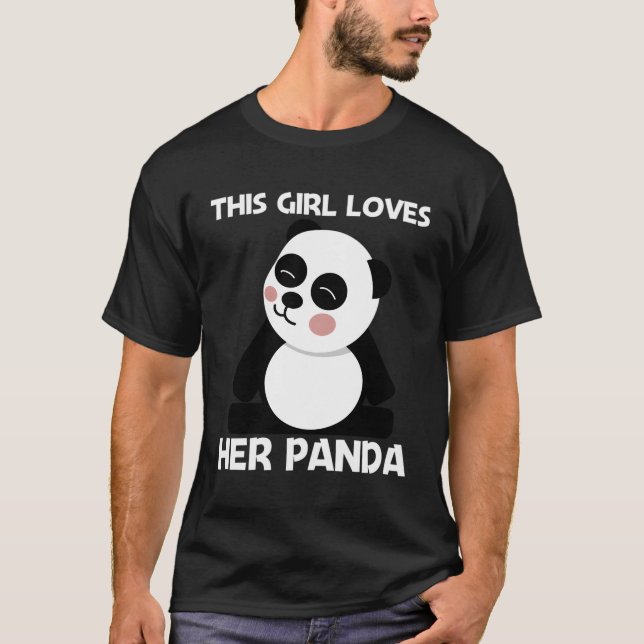 Panda For Mum Black White Bear Cub T-Shirt (Front)
