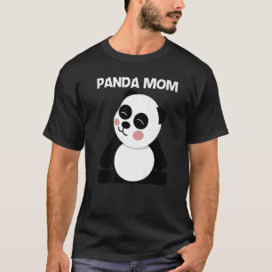 Panda For Mum Women Black White Bear Cub T-Shirt