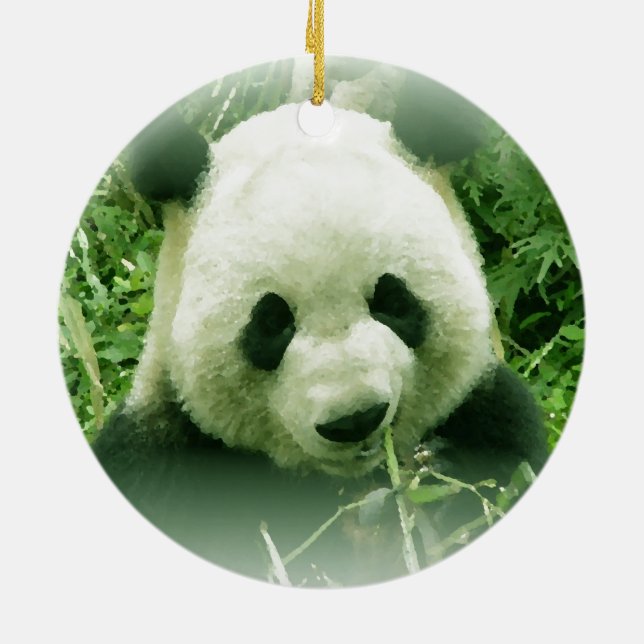 Panda Forest Grass Leaves Christmas Tree Ornament (Back)