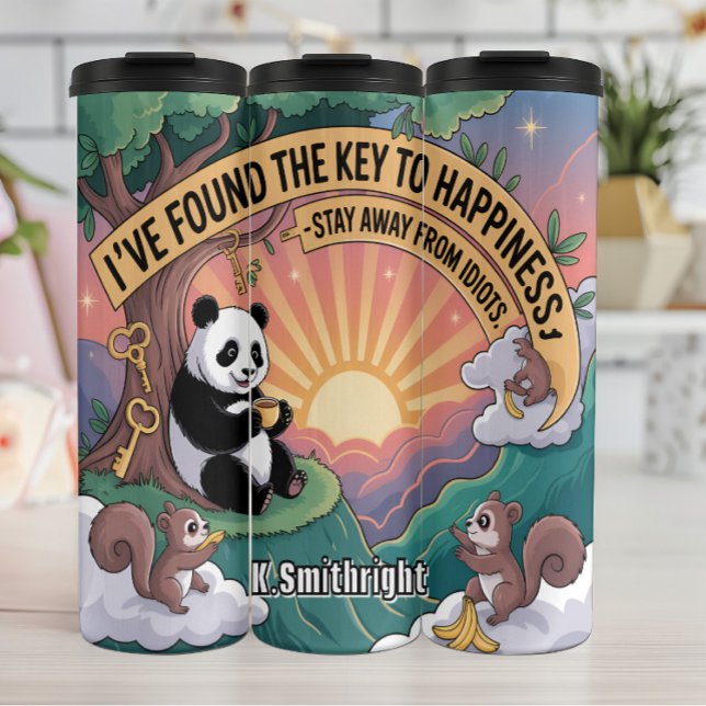 Panda Found Key To Happiness Thermal Tumbler (Creator Uploaded)