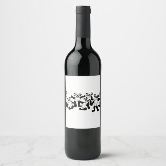 panda friends wine label