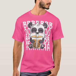 panda funny cute Kawaii Anime Panda Drinking Boba T-Shirt