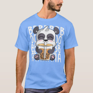panda funny cute Kawaii Anime Panda Drinking Boba  T-Shirt