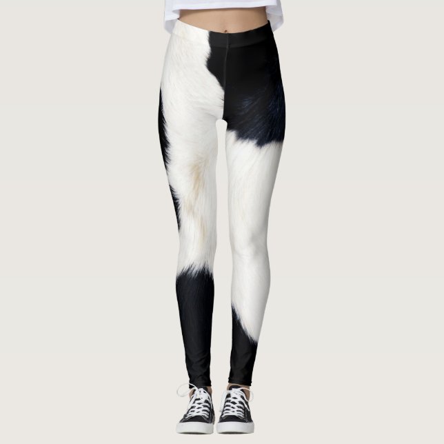 Panda Fur Print Pattern Leggings (Front)