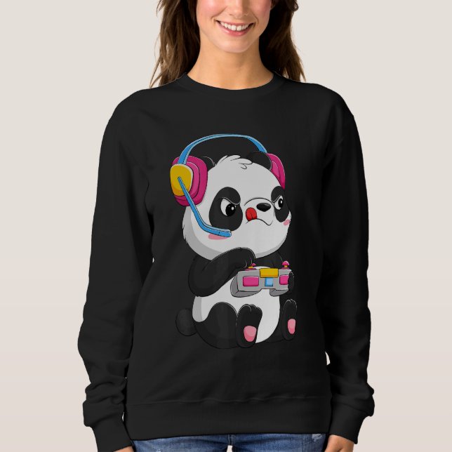 Panda Gaming Video Gamer Kids Boys Girls Sweatshirt (Front)