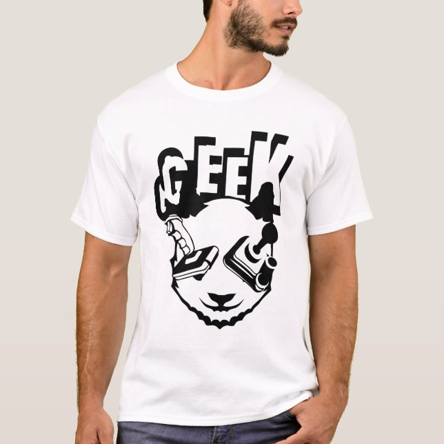 panda geek controller games joystick video T-Shirt (Front)