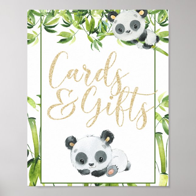 Panda Gender Neutral Baby Shower Cards and Gifts Poster (Front)