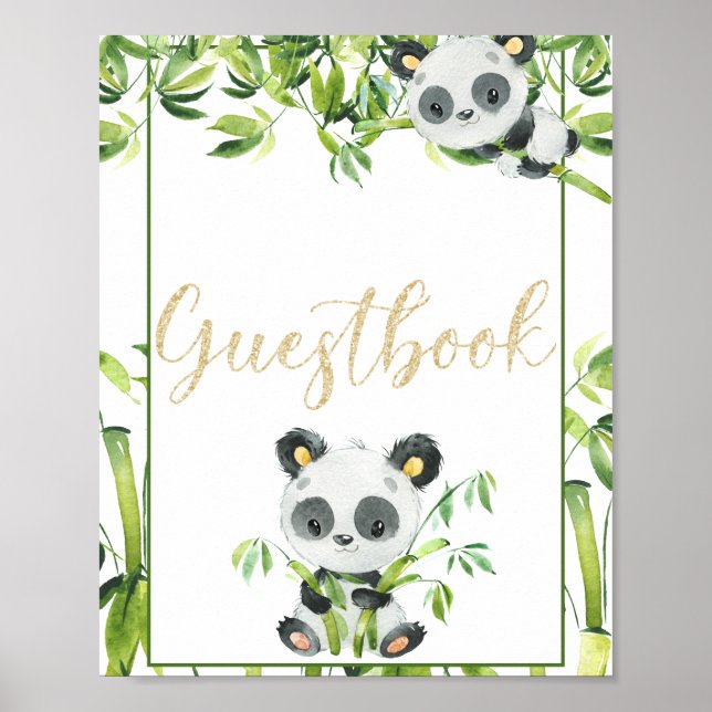 Panda Gender Neutral Baby Shower Guestbook (Front)
