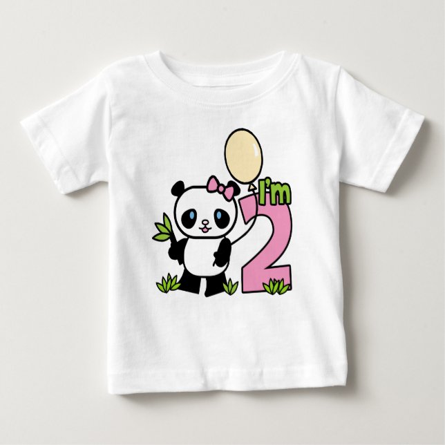 Panda Girl 2nd Birthday Baby T-Shirt (Front)