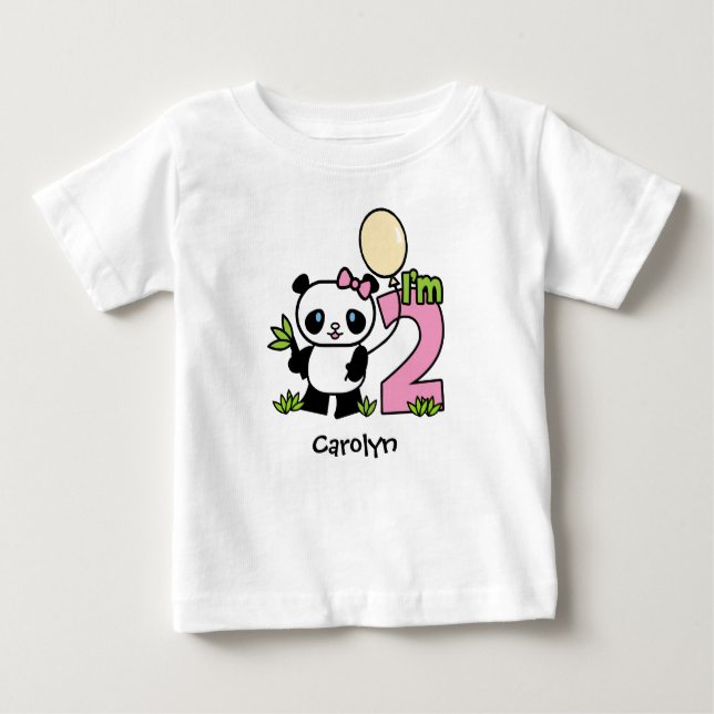 Panda Girl 2nd Birthday Baby T-Shirt (Front)