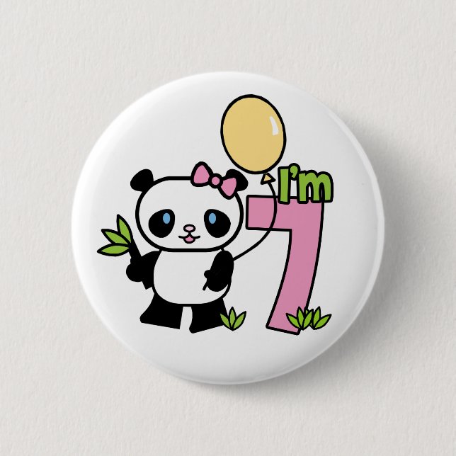 Panda Girl 7th Birthday 6 Cm Round Badge (Front)
